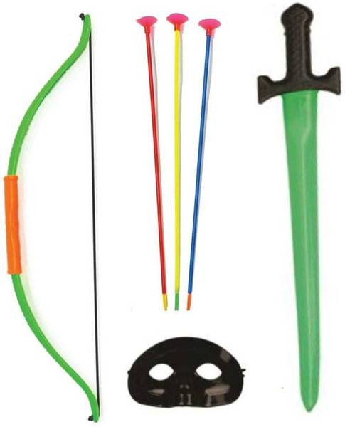 Joy Stories Archery Bow and Arrow Toy with Glow Sword for Kids, Pretend Role Play Warrior Weapon Set with Bow, Arrow, Night Glow Sword and Eye Mask fo...