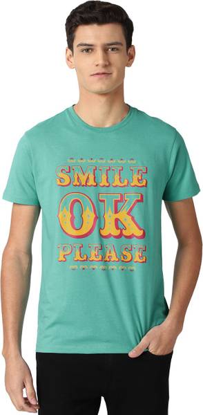 PETER ENGLAND Printed Men Crew Neck Blue T-Shirt