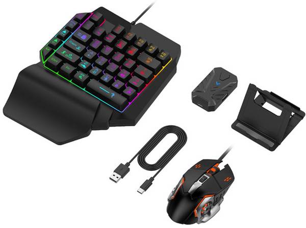 PTCMart play your mobile games using the keyboard and the mouse, 4 in 1 Bluetooth Gaming Keyboard Mouse Converter Combo for Smartphone Gaming Accessor...