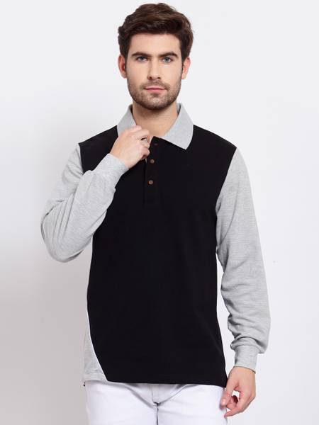 KALT Colorblock Men Polo Neck Dark Green T-Shirt