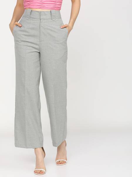 Tokyo Talkies Flared Women Grey Trousers