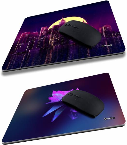 qivee city moon combo (2) Mouse Pad Non-Slip Rubber Base Mouse pad for Laptop & Desktop Mousepad