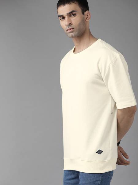 Roadster Half Sleeve Solid Men Sweatshirt