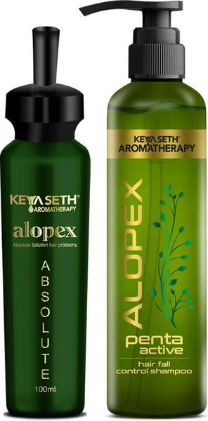 KEYA SETH AROMATHERAPY Penta Active Shampoo for Acute Hair Fall & New Hair Growth Treatment Kit Enriched with Korean Red Ginseng