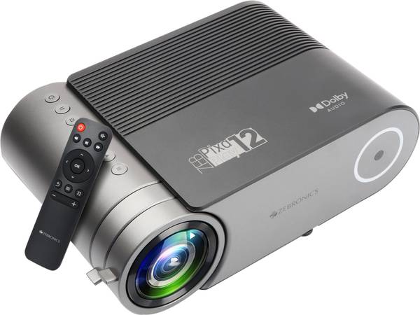 ZEBRONICS Zeb-Pixa Play 12 with Dolby Audio Support &amp; 720p HD (3000 lm / 1 Speaker / Remote Controller) Projector  (Black)