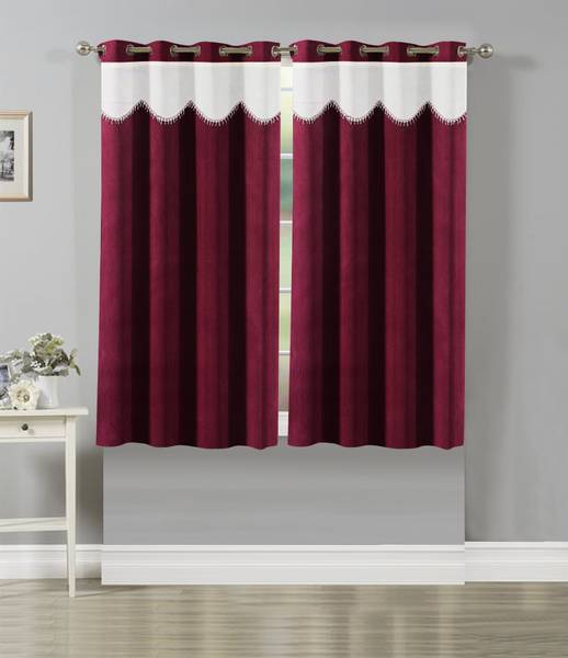 Stella Creations 152 cm (5 ft) Polyester Semi Transparent Window Curtain (Pack Of 2)