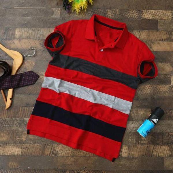 Try This Colorblock Men Polo Neck Red T-Shirt