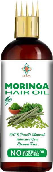 24 DAYS 100% Pure & Natural Moringa Oil For Strong, Shiny ,Silky , Spilt-Ends Free, Hair, Soft, Pimple free, Glowing ,Spot Less Skin (Skin & Hair Care...