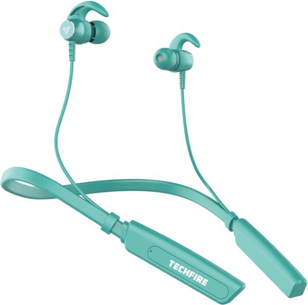 TECHFIRE Fire 500v2 Neckband hi-bass Wireless Bluetooth headphone Bluetooth Headset  (Green, In the Ear)