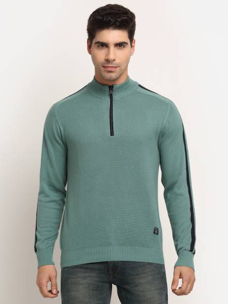 CANTABIL Striped High Neck Casual Men Green Sweater Price History