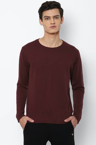 Allen Solly Solid Round Neck Casual Men Maroon Sweater