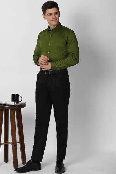 PETER ENGLAND Regular Fit Men Black Trousers