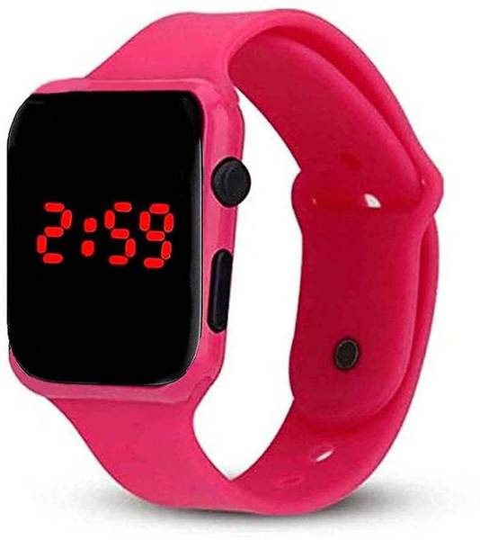 ROZHOK Pink Led / Trending Square Digital display wrist band Digital Watch  - For Girls