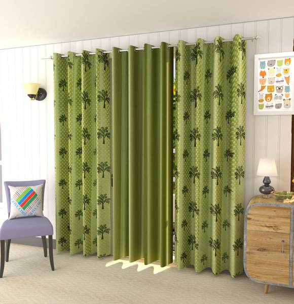 GOYTEX 243 cm (8 ft) Polyester Room Darkening Long Door Curtain (Pack Of 3)