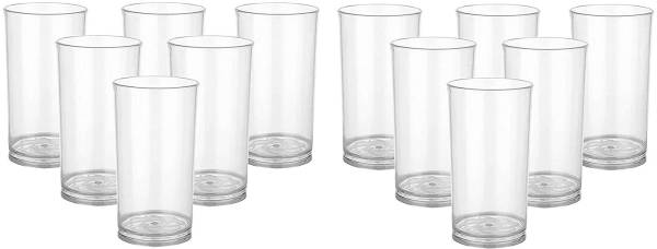 moonlike (Pack of 12) Transparent Water Glass Set 300 Ml,Abs Poly Carbonate Plastic Magic Glasses Glass Set Water/Juice Glass