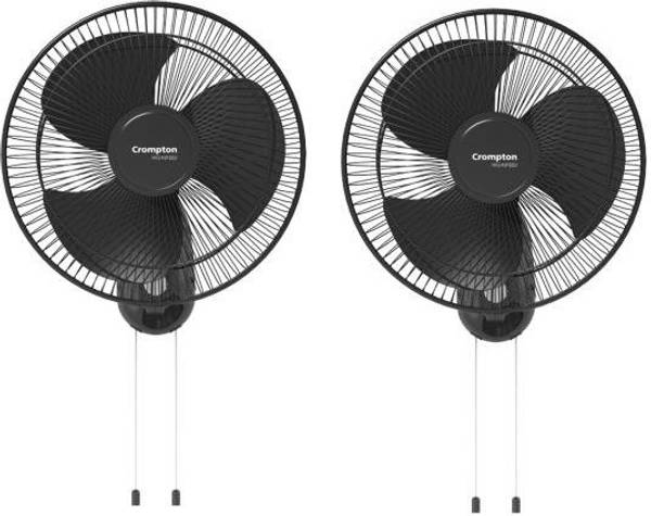 Crompton High SPEED KD BLACK PACK OF 2 400MM 400 mm 3 Blade Wall Fan