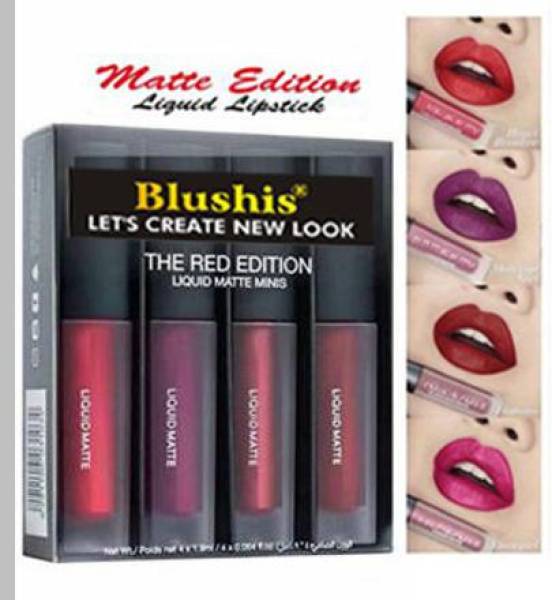 BLUSHIS Non Transfer Waterproof Longlasting Liquid Matte Mini Lipstick Combo Pack Of 4