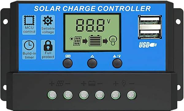 HASTHIP Solar Charge Controller Intelligent Regulator Compatible with 12V 24V system PWM Solar Charge Controller