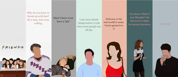 ADI GRAFIX Minimalist Aesthetic Friends Themed Laminated Bookmarks (Pack of 7) by AdiGrafix Laminated Paperback Bookmark