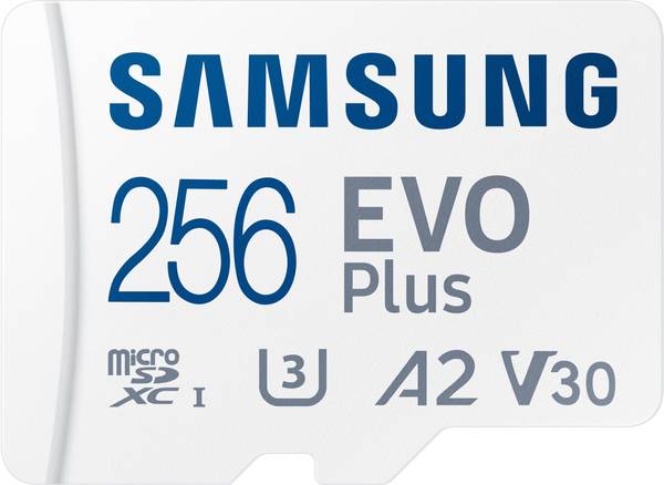 SAMSUNG Evo Plus 256 GB MicroSDXC Class 10 130 MB/s  Memory Card  (With Adapter)
