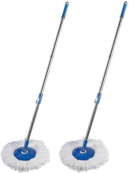 HALSEY Broom Handle Stick with Microfiber Head Mop Refill Steel Pole for 360Pack of 02 Mop Head and Rod