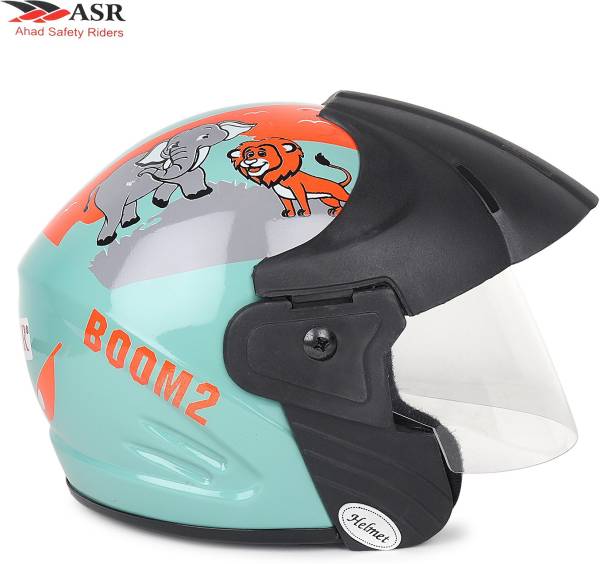 ASR Ahad Safety Riders BOOM 2 JUNIOR KIDS HELMET 2 TO 6 YEARS BOYS AND GIRLS HELMET (PISTA GREEN) Motorbike Helmet