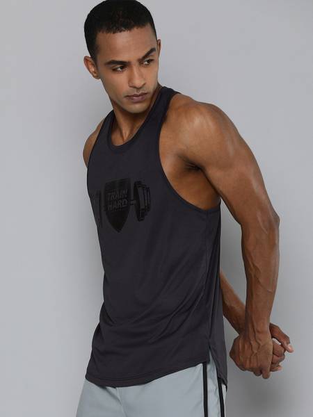 HRX by Hrithik Roshan Printed Men Round Neck Grey T-Shirt