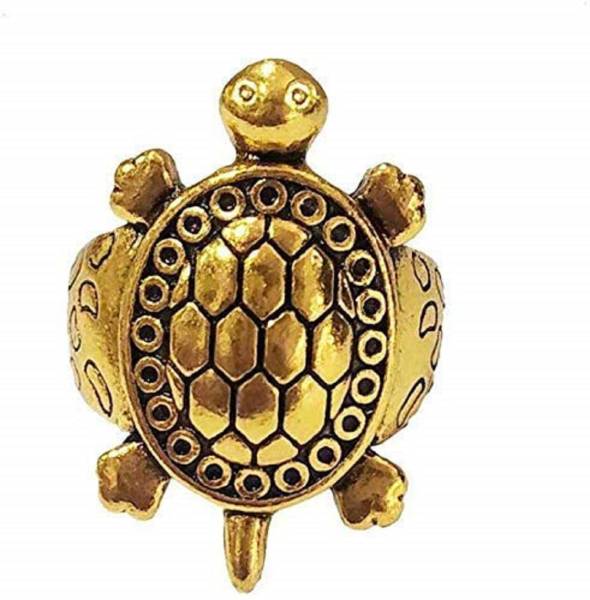 Jewelopia Gold Plated Tortoise Vaastu Ethnic Finger Ring Alloy Gold Plated Ring