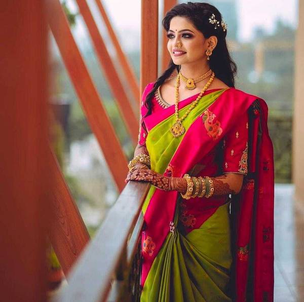 LUGABH Woven Kanjivaram Pure Silk Saree