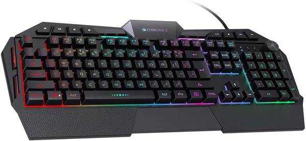 ZEBRONICS ZEB-TRANSFORMER K4 Double injection backlit keycaps, control knob Wired USB Gaming Keyboard  (Black)