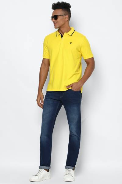 Allen Solly Solid Men Polo Neck Yellow T-Shirt