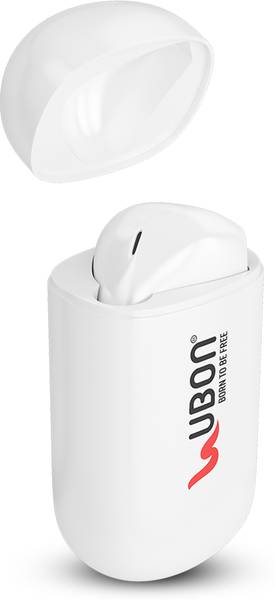 Ubon BT-190 Wireless Single Ear Bluetooth | Built-in 15hrs Backup Bluetooth Headset  (White, True Wireless)