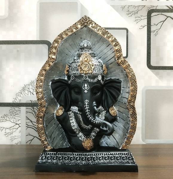 Sawcart Lord Ganesha Idol Statue Decorative Figurine Home Office Temple Decor for Gift Decorative Showpiece - 21 cm