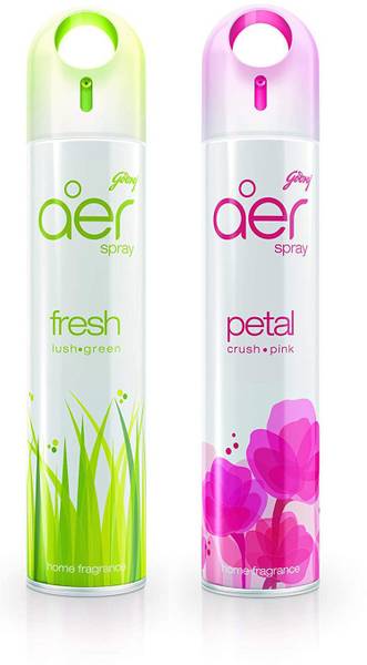 Godrej Aer Freshener Fresh Lush Green & Petal Crush Pink-Home & Office|Pack of 2(240 ml) Spray