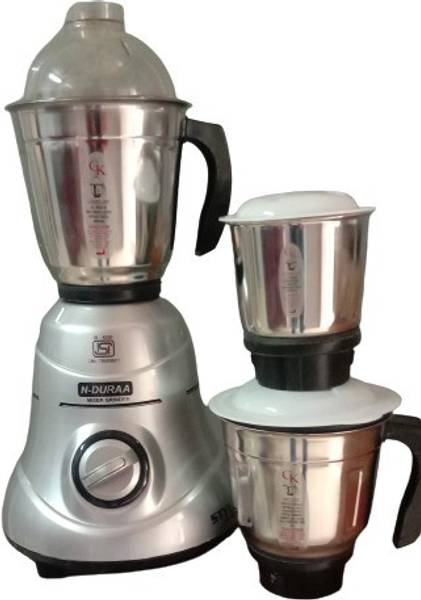 N-DURAA STYLO 750 Mixer Grinder (3 Jars, Grey)