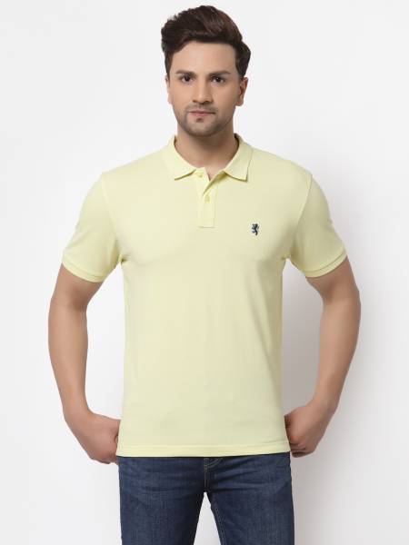 RED TAPE Solid Men Polo Neck Yellow T-Shirt
