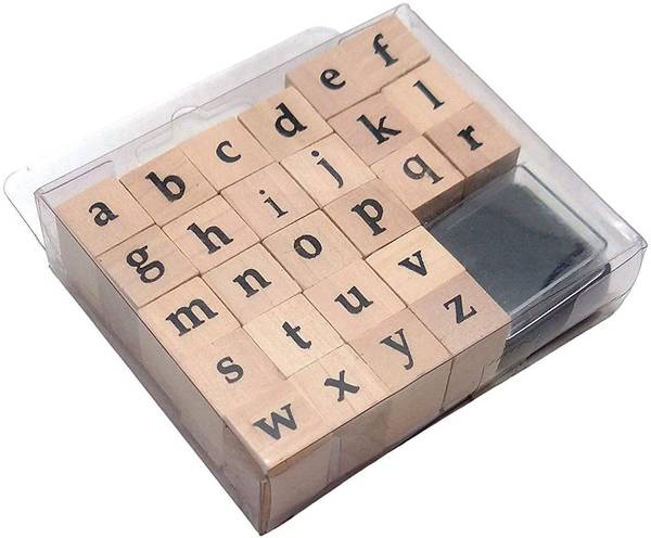 53 Arts Wooden Alphabet Letter Rubber Stamp with Ink Pad (Small) wooden stamp pad