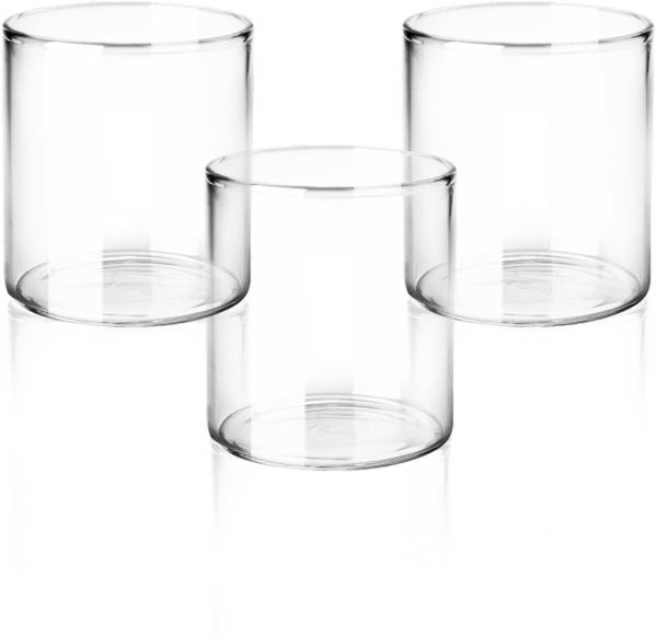 TREO (Pack of 3) Vector Borosilicate Glass Tumbler, Set of 3, 210 ml Each, Transparent Glass Set Water/Juice Glass