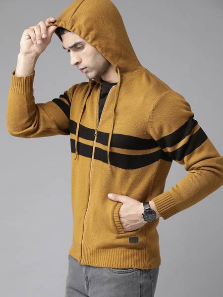 Casual striped hooded sweater online