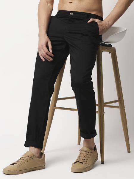 THOMAS SCOTT Slim Fit Men Black Trousers