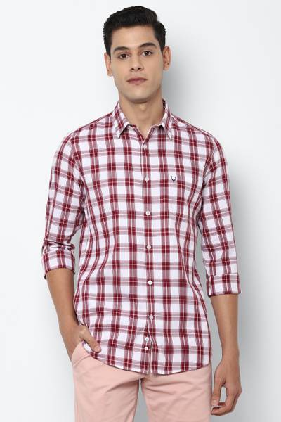 Allen Solly Men Checkered Casual Maroon Shirt