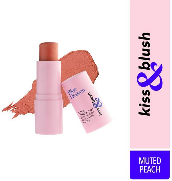 BLUE HEAVEN Kiss & Blush, Lip and Cheek Tint, Muted Peach, 8.5gm Muted Peach