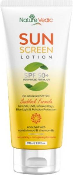 Nature Vedic Sunscreen - SPF 50+ Sun Screen lotion Advanced Sunblock Formula for Pollution Protection | 100 ml
