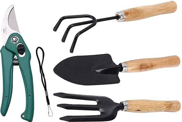 Ravel Garden Tool Set Big Trowel, Hand Fork, Hand Rake & Pruner for Gardening Garden Tool Kit