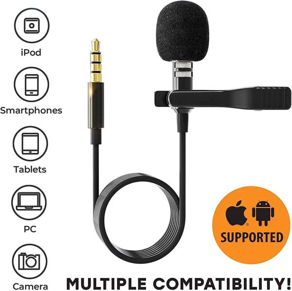 ATIASRAMA Collar Mic with Metal Clip Holder, Microphone for Recording Gaming/YouTube Microphone