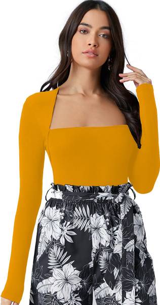 Sugathari Casual Solid Women Yellow Top