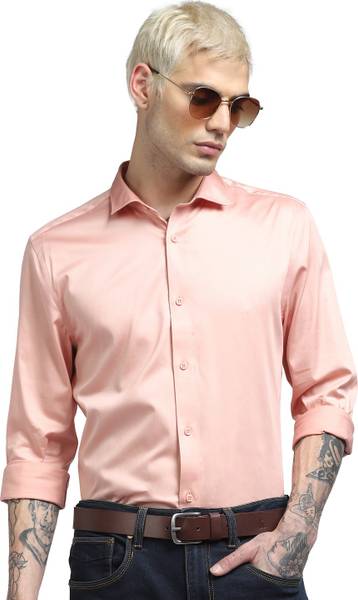 JACK & JONES Men Solid Casual Pink Shirt