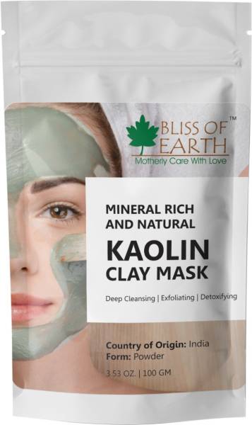 Bliss of Earth 100% Pure White Kaolin Clay Powder | 100GM | Finest Grade | Natural Facial Mask | Remove Excessive Oil & Dirt From Face | Great For DIY...
