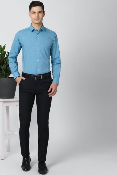 PETER ENGLAND Men Solid Formal Blue Shirt
