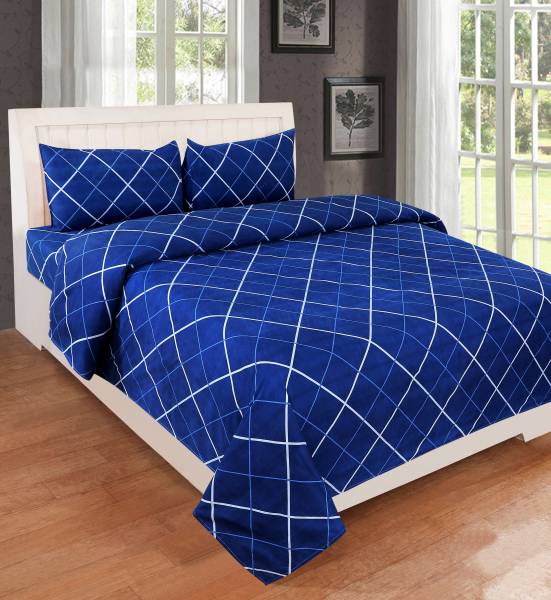 RisingStar 210 TC Cotton Double Checkered Flat Bedsheet